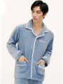 Turn-down Collar Coral Velvet Cardigan Warm Home Clothes