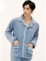 Turn-down Collar Coral Velvet Cardigan Warm Home Clothes