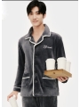 Turn-down Collar Coral Velvet Cardigan Warm Home Clothes