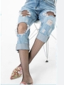 With Ripped Jeans Fishing Net Stockings Pantyhose (3 pairs）