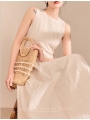 Cubic Jacquard Waist Cutout Sleeveless Dress