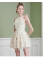 Bow Backless Pearl Design Princess Dress