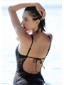 Deep V Sexy Lace Hollow Out Swimsuit,Backless Strappy One-piece Swimsuit