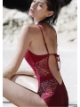 Deep V Sexy Lace Hollow Out Swimsuit,Backless Strappy One-piece Swimsuit