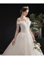 Bridal One-shoulder Slim Simple Wedding Dress (Floral)