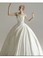 Satin Trailing Slim One Shoulder Simple Wedding Dresses（Trailing Section）