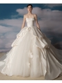 Elegant Silk , Lace Bridal Gowns with Ruffles ,Fluffy Wedding Dresses