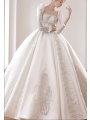 French Court Gauze Satin Long Sleeve  Wedding Dresses