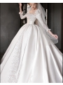 French Court Gauze Satin Long Sleeve  Wedding Dresses