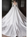 French Court Gauze Satin Long Sleeve  Wedding Dresses