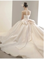 French Satin Hepburn Vintage Simple Wedding Dresses