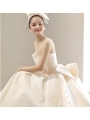 French Satin Hepburn Vintage Simple Wedding Dresses