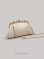 Gold Jacquard Pearl Handbag