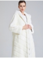 Pure White Mink Fur Coat for Women, Long Style with Hood, Imported Full Vison