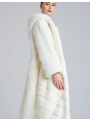 Pure White Mink Fur Coat for Women, Long Style with Hood, Imported Full Vison