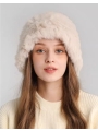 Real Rabbit Fur Woolly Hat, Warm Winter Ear Protection Fur Knitted Fisherman Hat
