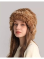 Real Rabbit Fur Woolly Hat, Warm Winter Ear Protection Fur Knitted Fisherman Hat