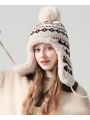 Ethnic Style Knitted Woolen Hat, Fluffy And Thickened For Warmth, Perfect For Cycling With Ear Protectors And Cold Resistance