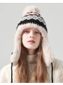 Ethnic Style Knitted Woolen Hat, Fluffy And Thickened For Warmth, Perfect For Cycling With Ear Protectors And Cold Resistance