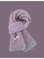 Women's Chunky Knit Scarf With Color-Blocked Edges, Perfect For Autumn and Winter as A Versatile Neck Warmer