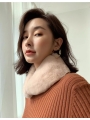 Soft Whole-Skin Rex Rabbit Fur Scarf, Rabbit Fur Grass, Warm Fur Collar Neck Warmer with Magnetic Snap Closure