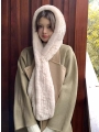 Thickly Knitted with Rex Rabbit Fur, a Snowstorm-Ready Hat with an Integrated Scarf, Featuring a Full-Coverage Furry Hat that Warms and Protects the Ears