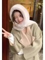 Thickly Knitted with Rex Rabbit Fur, a Snowstorm-Ready Hat with an Integrated Scarf, Featuring a Full-Coverage Furry Hat that Warms and Protects the Ears