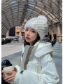 Mink Fur Earmuff Hat, Cross-Woven Fur Hat with Marten Fur, Fox Fur Pom-Pom, Warm Fur Coat