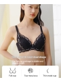 Minimizing Big Bust with Deep V-neck Cotton Underwear Featuring Double-colored Lace Lining