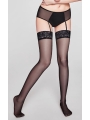 High-Waisted Sheer Mesh Garter Belt Thong Panties - Fashionable Choice