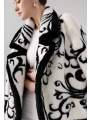 Black and White Embroidered Mink Fur, Imported Medium-Long Mink Coat