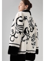 Black and White Embroidered Mink Fur, Imported Medium-Long Mink Coat