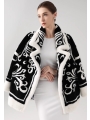 Black and White Embroidered Mink Fur, Imported Medium-Long Mink Coat