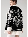 Black and White Embroidered Mink Fur, Imported Medium-Long Mink Coat