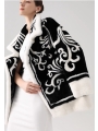 Black and White Embroidered Mink Fur, Imported Medium-Long Mink Coat