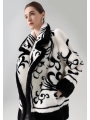 Black and White Embroidered Mink Fur, Imported Medium-Long Mink Coat
