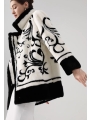 Black and White Embroidered Mink Fur, Imported Medium-Long Mink Coat