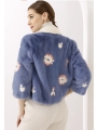 Vibrant Blue Flowers Mink Jacket - Stylish Printed Fashion Outerwear,Fashion Jacket