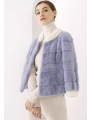 Blue White-Collar, Colorful Mink Jacket, Short Petite Fur Coat