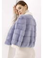 Blue White-Collar, Colorful Mink Jacket, Short Petite Fur Coat
