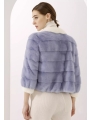 Blue White-Collar, Colorful Mink Jacket, Short Petite Fur Coat