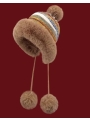 Color Gradient Striped Big Furry-Edged Style Earflap Hat