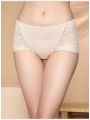 Cotton-Lined Hipster Underwear with Lace Ventilation,Mid-Rise , Flat-Front Design