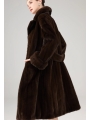 Dark Brown, Long Coat With Colored Mink Fur