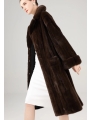 Dark Brown, Long Coat With Colored Mink Fur