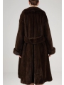 Dark Brown, Long Coat With Colored Mink Fur
