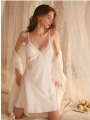Deep V Suspender Backless Lace Nightgown Set