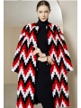 Ethnic-Style Contrast-Color Coat, Colorful Medium-Long Length Mink Fur Coat