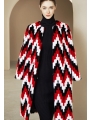 Ethnic-Style Contrast-Color Coat, Colorful Medium-Long Length Mink Fur Coat