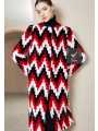 Ethnic-Style Contrast-Color Coat, Colorful Medium-Long Length Mink Fur Coat